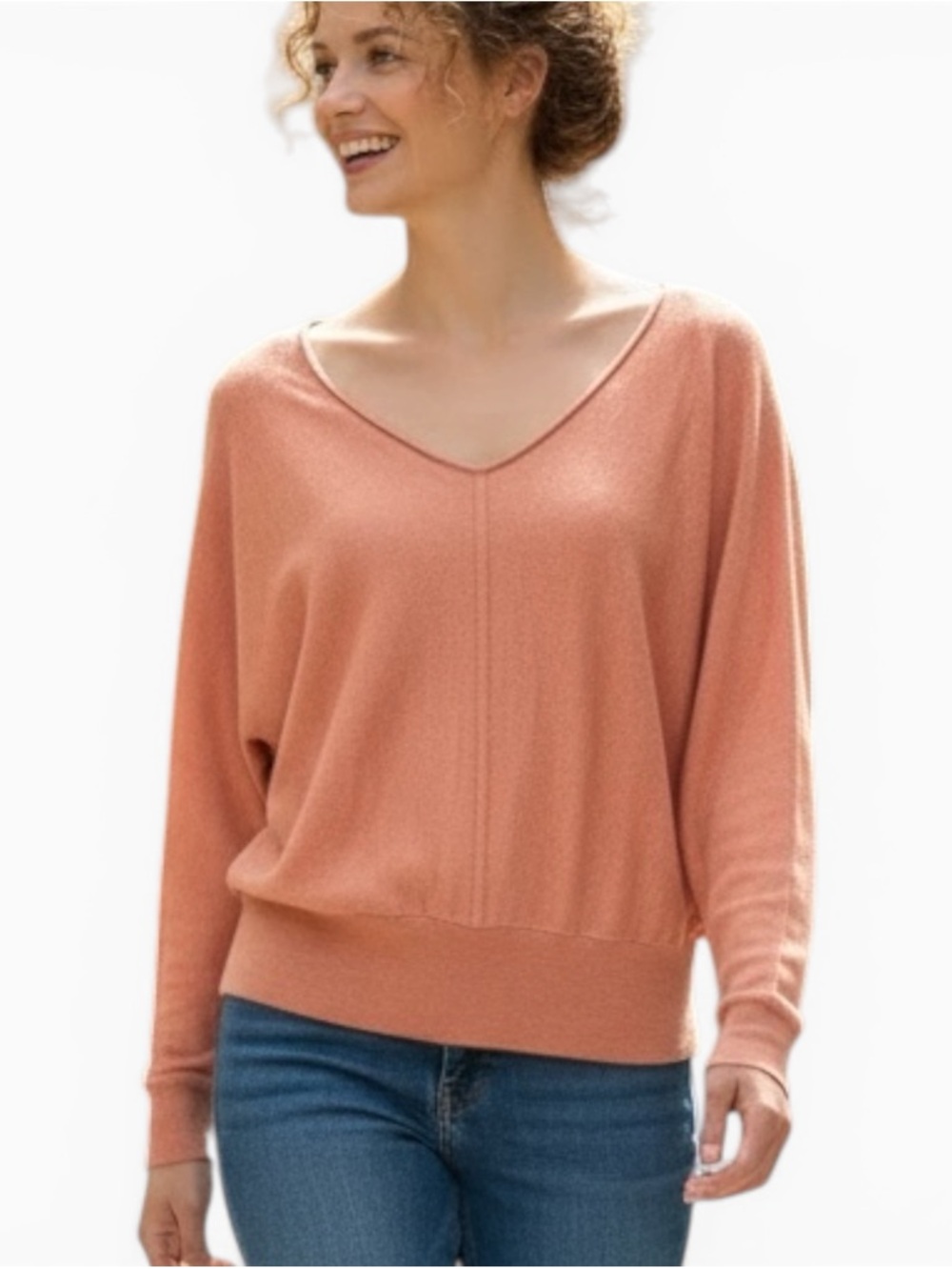 Banana Republic Lightweight‎ Merino Wool Fall Peach Top Dolman Sleeve Small